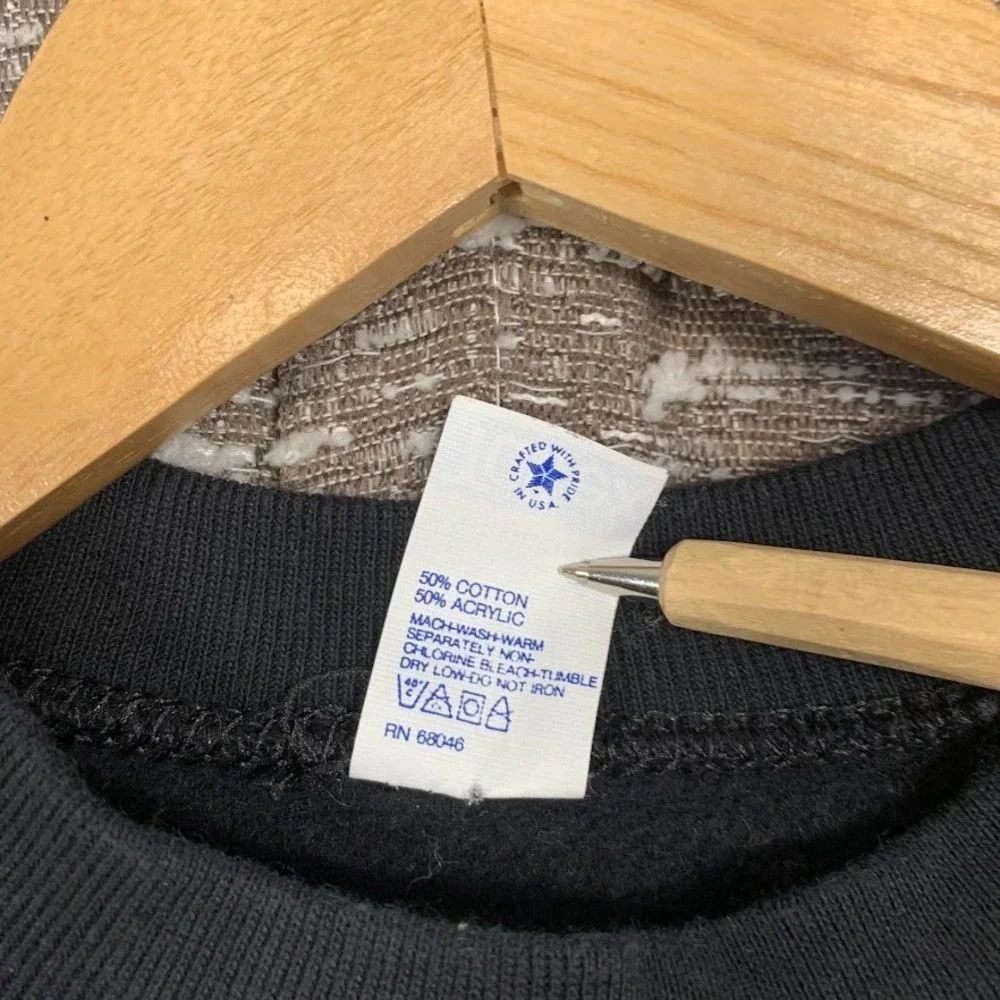 Vintage 80s Tultex Blank Black Raglan‎ Sweatshirt Medium Crewneck Made in USA